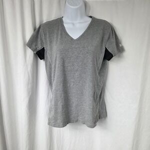 Russell Shirt Womens Large Gray V Neck Short Sleeve Lightweight Active Tee Top